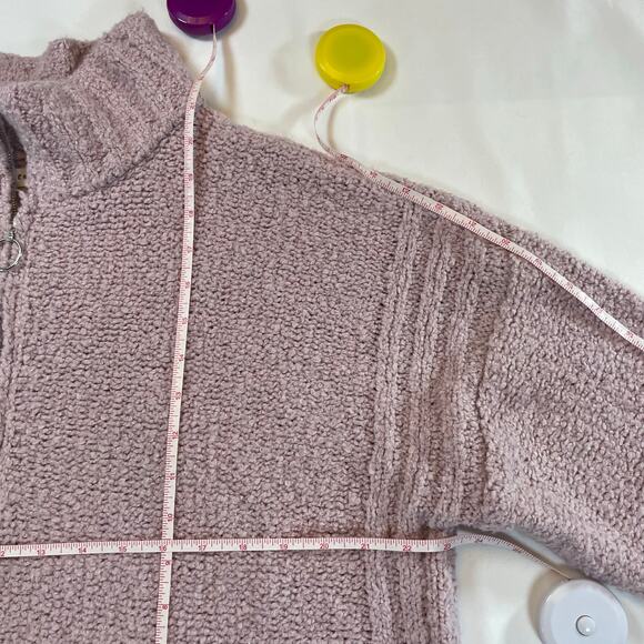 Aeropostale Mauve Pink Chenille Popcorn Knit 1/4 Zip Cropped Sweater XL Women - Picture 4 of 5